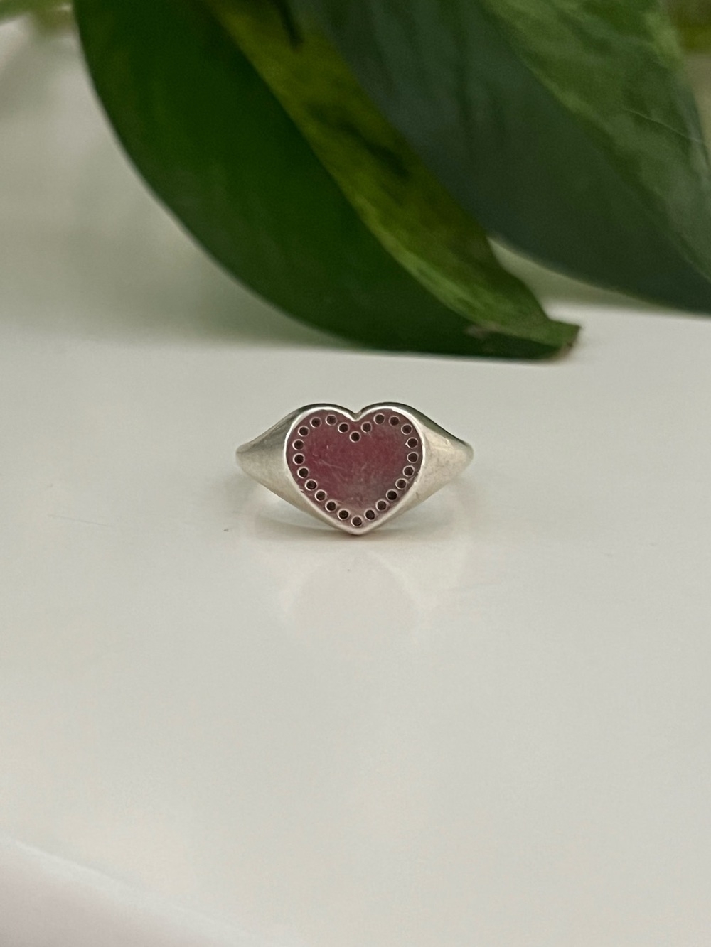 Vintage Pandora Heart Signet Ring, 925, Size 6.5